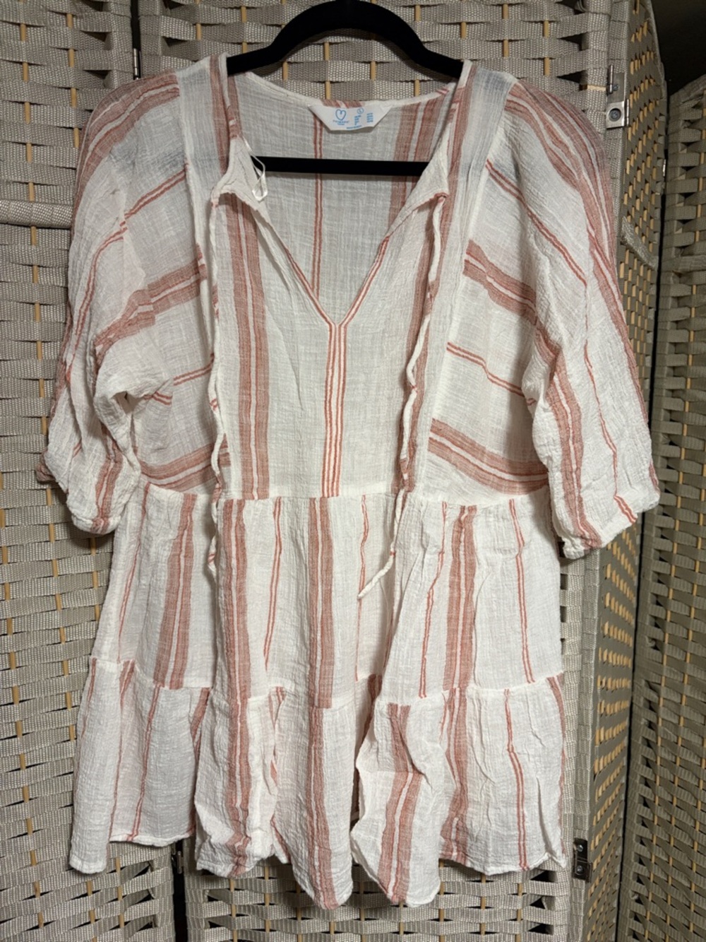 Primark Cream Tunic with Rust-Striped Detail